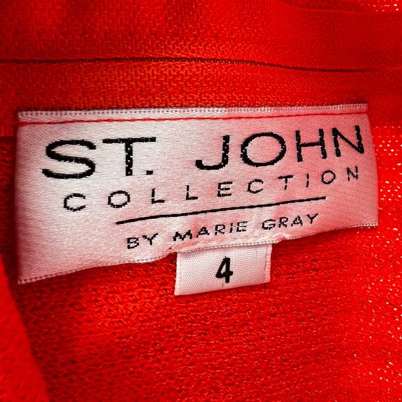 St. John by Marie Gray Vintage Orange Red Knit Sleeveless Back Zip Dress Size 4 - Picture 8 of 10